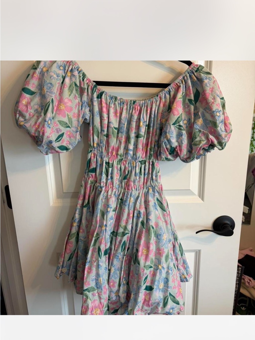 Altar'd State Pastel Floral Off-Shoulder Top
